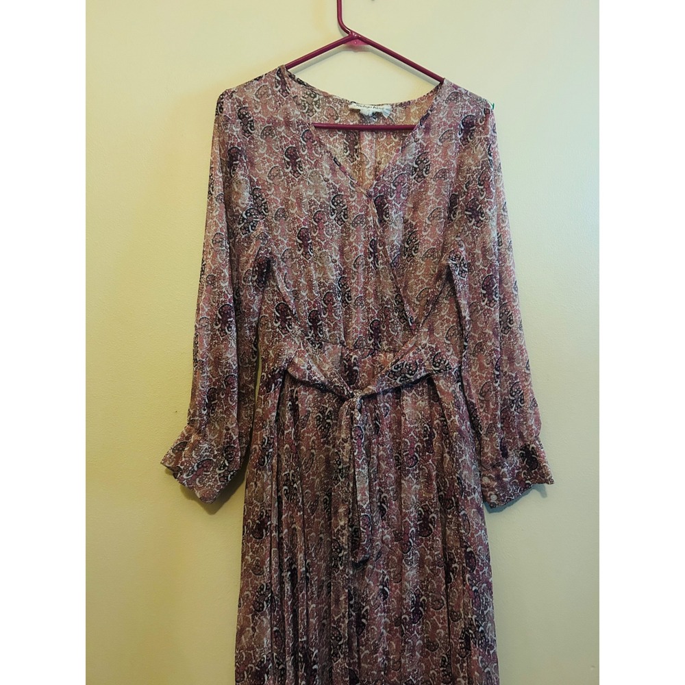 Indigo‎ Rose Maxi Dress Womens Small Pink Paisley Metallic Excellent Boho Wrap - Picture 6 of 11